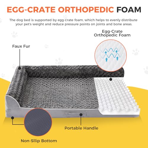XL Orthopedic Dog Bed for Large Sized Dogs (42.0"L x 30.0"W x 7.5"Th / Grey)