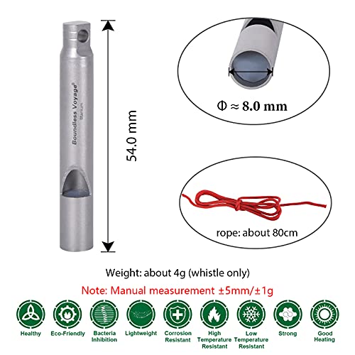 Titanium Emergency Whistle 2 Pack Outdoor Emergency Survival Camping Hiking Loud Whistle Coaches Training Sports Keychain Whistle with Lanyard (2 PCS - Ti9010)