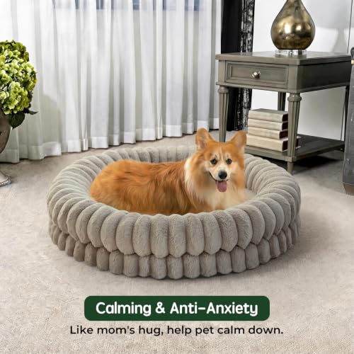 Luxury Donut Dog Bed (36.0"L x 36.0"W x 7.5"Th / Oatmeal)