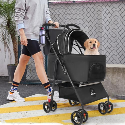 3 in 1 Pet Dog Stroller for Small Medium Dogs 10 (Black)
