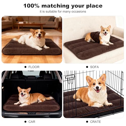 Dog Crate Pad (M(28"*16"*1.5") / New-Dark Brown-1pc)