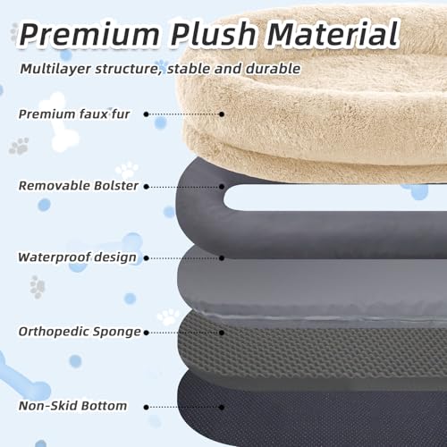 Human Dog Bed for Adult (71.0"L x 45.0"W x 12.0"Th / Beige)