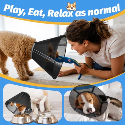 Dog Cone Collar Soft to Stop Licking Surgery Recovery Alternative (Matte Black / XS(Depth: 6.1in, Girth: 9.8-11.6in))