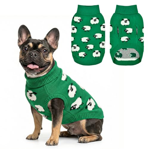 Warm Dog Sweater with Cute Sheep Pattern Dog Sheep Knit Sweater Thermal Puppy Clothes Soft Breathable Pet Knitwear Cozzy Pet Pullover Outfit for Small Medium Large Dogs M (Medium)