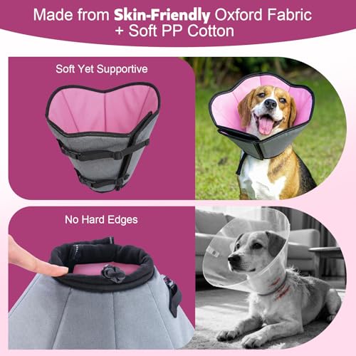 Soft Dog Cone Collar After Surgery (Pink / S(Neck:9.1"-10.7"/Depth:7.8"))