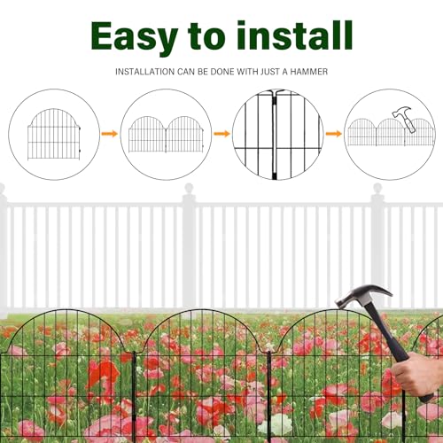6 Panels No Dig Decorative Garden Fence for Yard (Black / 24 in(H))