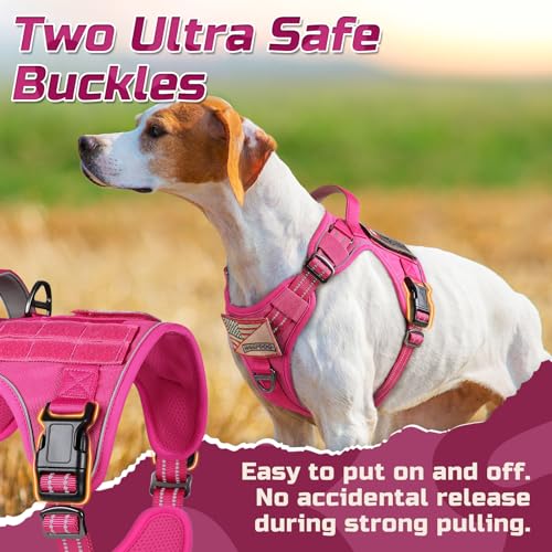 Tactical Dog Harness for Large (Rose Red / Large)