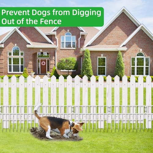 39.5ft(L) X 13in(H) Animal Barrier Fence, 28 Panels No Dig Fence for Dogs, 1.52IN Gap Anti Digging Dog Barrier, Rustproof Metal Garden Edging Border Defense for Outdoor, Yard, Lawn, White (28 Panels, 39.5FT x 13IN / White)