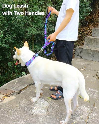 Tactical Bungee Shock Absorbing No Pull Dog Leash (Purple Camo)