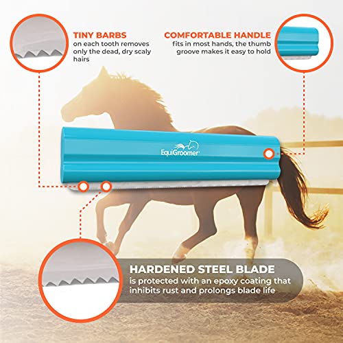 8 Inch Deshedding Brush for Dogs & Horses (Turquoise)