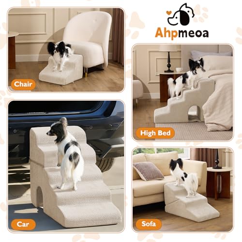 Dog Stairs for Small Dogs 16’’ H (Beige / Standard 15.5''x25.8''x16'')