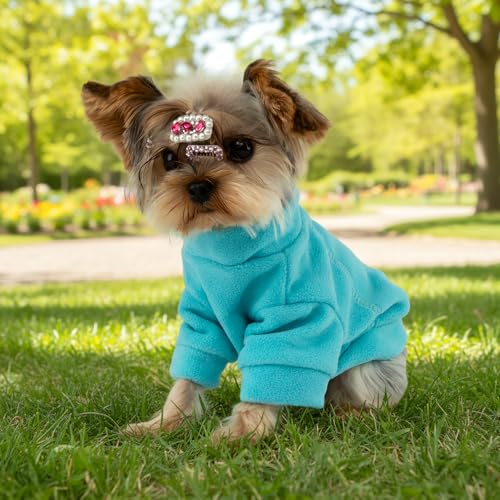 4 Pack Fleece Dog Sweater Clothes for Small Dogs Girls Boys Pullover Turtleneck Dog Sweatshirt Coat Winter Soft and Warm Pet Puppy Sweater Clothes for Cold Weather Spring Autumn Christmas (Blue+Grey+Navy+Dark Teal / XXL)