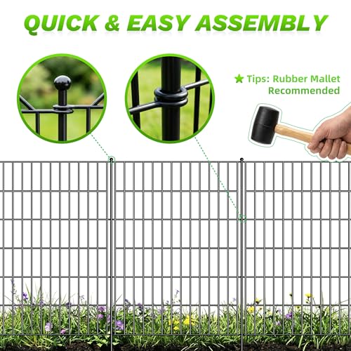 10 Panels No Dig Garden Fence with Gate (48 in(H)×26.0in(L))