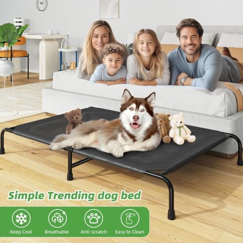 Raised Dog Bed for Extra Large Dogs (60.25"L x 37.25"W x 8"Th / Black)