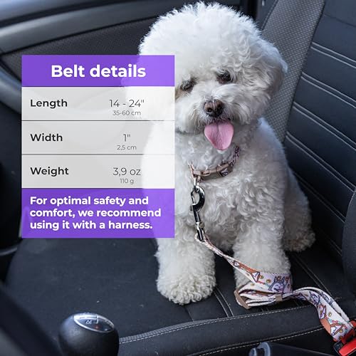 Dog Car Seat Belt (Beige (Funny Pups))