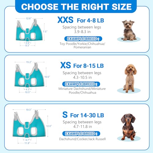 Dog Grooming Hammock for Small Dogs (XS（ Legs Spacing：4.3”-10.5" / Max W：15LBS） / Blue)