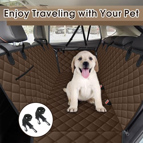 Waterproof Dog Car Seat Cover for Back Seat (Coffee,Black / Large,Standard)