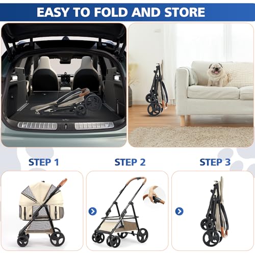 4 Wheels Pet Stroller for Small (Grey)