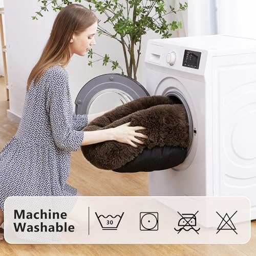 Orthopedic Dog Bed Comfortable Donut Cuddler Round Pet Beds Ultra Soft Washable Dog and Cat Cushion (S-PLUS(27''x 27'') / Chocolate)
