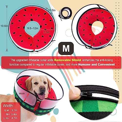 Inflatable Dog Cone Collar with Enhanced Anti (Medium / Watermelon)