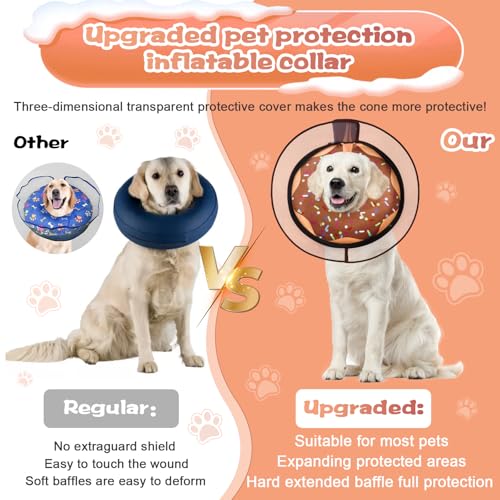Inflatable Dog Cone Collar with Detachable Enhanced Anti (Brown / XL（neck 18"-23"）)