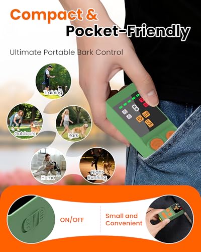Digital LED Display] ultrasonic Dog bark Deterrent with 4 Transmitters (Green)