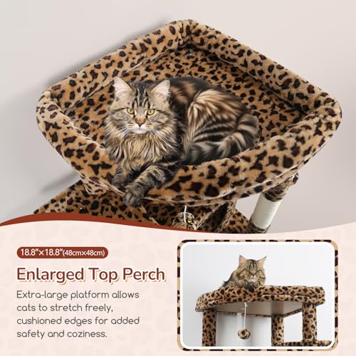 74in Leopard Heavy Duty Cat Tree Tower for Indoor Large Cat (Leopard Print / 74inch)