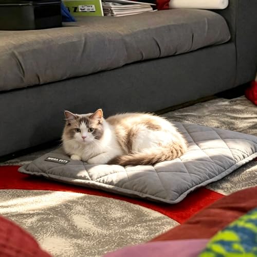 Self Heating Cat Bed Self Warming Cat Pad 24 x 18 Inches (Suede Grey / 24"L x 18"W x 2"Th)