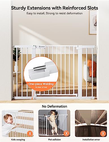 30" Tall Baby Gate for Stairs Doorways (30"Tall 46"Wide / White)
