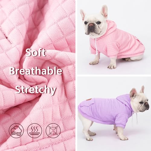 2 Pack Dog Hoodie Sweaters for Small Medium Dogs Warm Dog Clothes for Large Dogs Soft Waffle (Pink+Purple / M (Back: 15.5",Chest: 21.6", 26-35lbs))