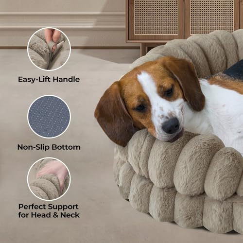Calming Dog Bed for Large Sized Dogs (Oatmeal / Large)