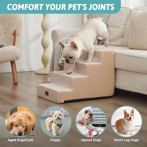 Dog Stairs for Small Dogs (Beige / 17.7x23.6x17.7 inch)
