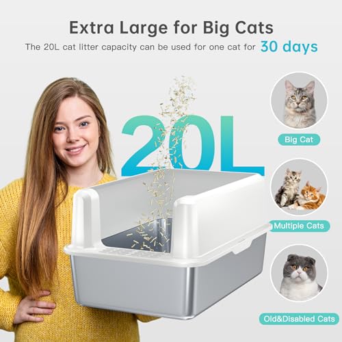 Stainless Steel Cat Litter Box (4 - White (Pack of 1))