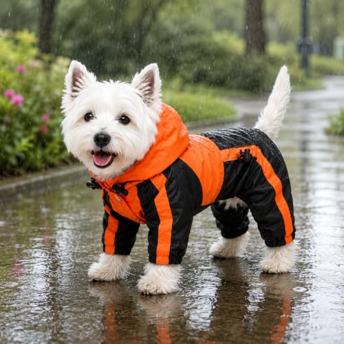 Dog Hooded Raincoat (XS (Small Dog ~5lbs) / Orange)