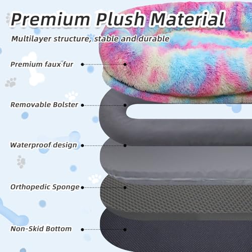 Human Dog Bed (71.0"L x 45.0"W x 12.0"Th / Rainbow)