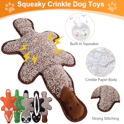 5 Pack No Stuffing Squeaky Dog Toys for Large Dogs (Multicolor)