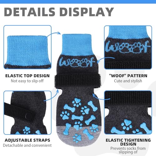 Dog Socks Shoes for Hot Pavement to Prevent Licking Paws (blue / X-Large (4 Pack))