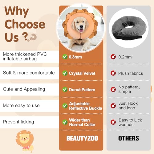 Dog Cone Collar Alternative After Surgery (Brown Lion / XL(Neck:18"-21"))