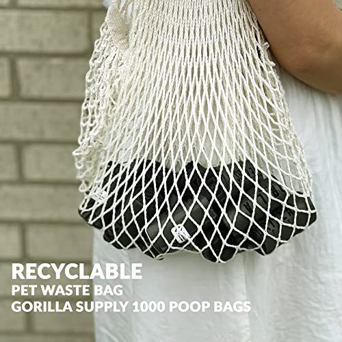 Dog Poop Waste Bags with Dispenser and Leash Tie (Black / 1 Count (Pack of 1000))