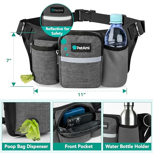 Premium Hands Free Dog Leash for 2 Dogs (Charcoal Grey / 2 Leashes)