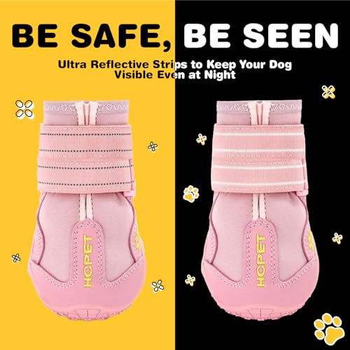 Dog Boots Dog Shoes for Large Dogs (Pink / Width 1.57 in)