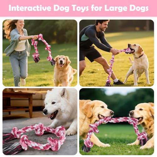 Dog Rope Toy for Large Dogs (Pink / Large)