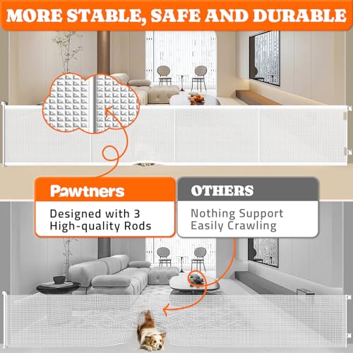 Retractable Baby Gates Extra Wide (White / 41" Tall x 200" Wide)