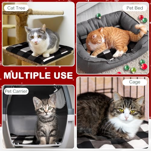 2 Pack Self Warming Cat Bed Self Heating Dog Pad Cat Warming Pad Thermal Pet Mat Washable Reflect Body Heat Removable Cover for Indoor Kittens Puppies (16 x 20 Inch)