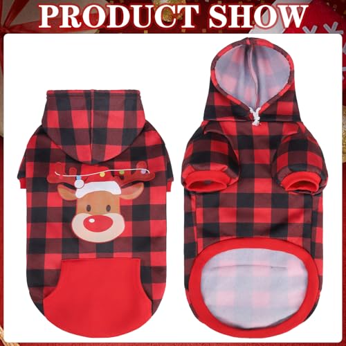 Plaid Dog Hoodie (Large / Xmas Buffalo Check)