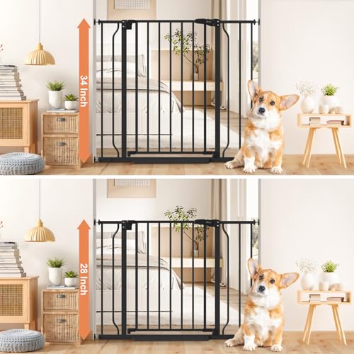 34" Tall Baby Gate No Drilling (Black / 29-40"Wide, 34"Tall)