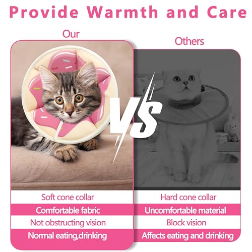 Soft Adjustable Cat Cone Collar (Pink / Medium)