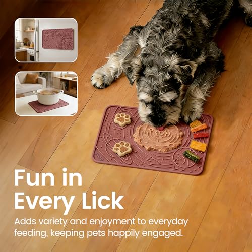 Lick Mat for Dogs&Cats (Camo Grenn&Mars / 9.8"L x 5.9"W)