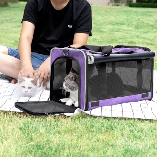 Carrying Bag Yorkie Dog Travel Kennel Ventilated Soft Pet Carrier (Purple / 18.1"L x 11.8"W x 11.8"H)