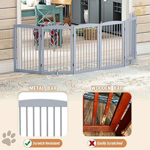 Freestanding Pet Gate for Dogs (32" Height-6 Panel / Gray)